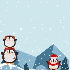 Penguin and snow