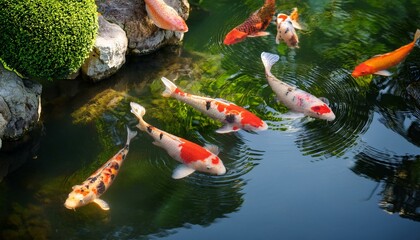 koi fish swimming in a pond