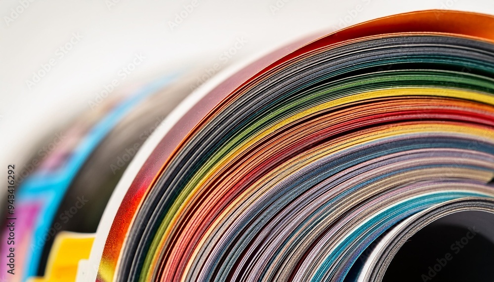 Canvas Prints close up edge of colorful magazine stacking roll