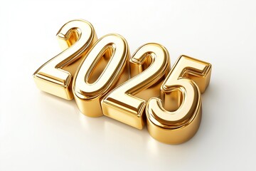 Golden New Year 2025 typography with vibrant, festive design elements