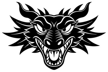 angry traditional Chinese dragon head  vector illustration on a white background
