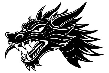 angry traditional Chinese dragon head  vector illustration on a white background