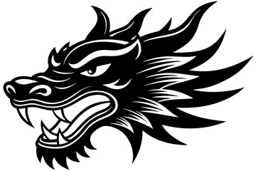 angry traditional Chinese dragon head  vector illustration on a white background