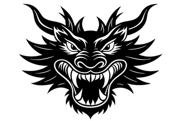 angry traditional Chinese dragon head  vector illustration on a white background