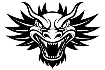 Obraz premium angry traditional Chinese dragon head vector illustration on a white background