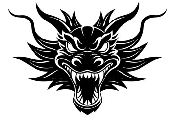 angry traditional Chinese dragon head  vector illustration on a white background