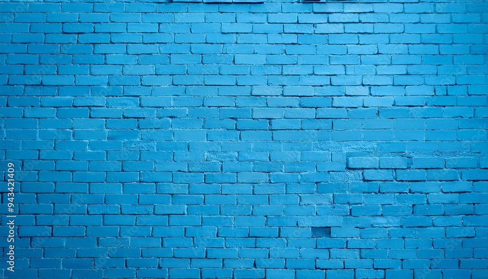 Sticker bright blue brick wall background