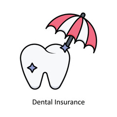 Dental Insurance Vector filled outline icon design illustration. insurance symbol on white background EPS 10 File .