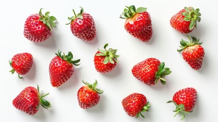 Ripe strawberries on white background