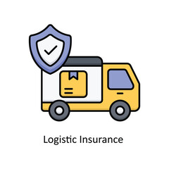 Logistic Insurance  Vector filled outline icon design illustration. insurance symbol on white background EPS 10 File .