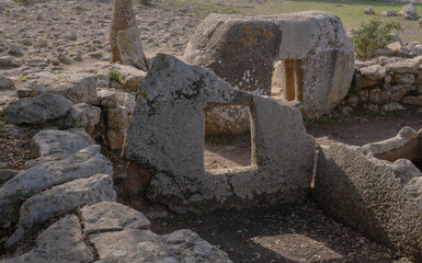 megalithic menhirs arise in the nuragic village pranu muttedu Goni