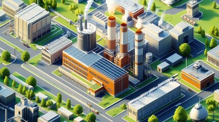 Model of plant in green city, engineering technologies, clean energy and care for environment