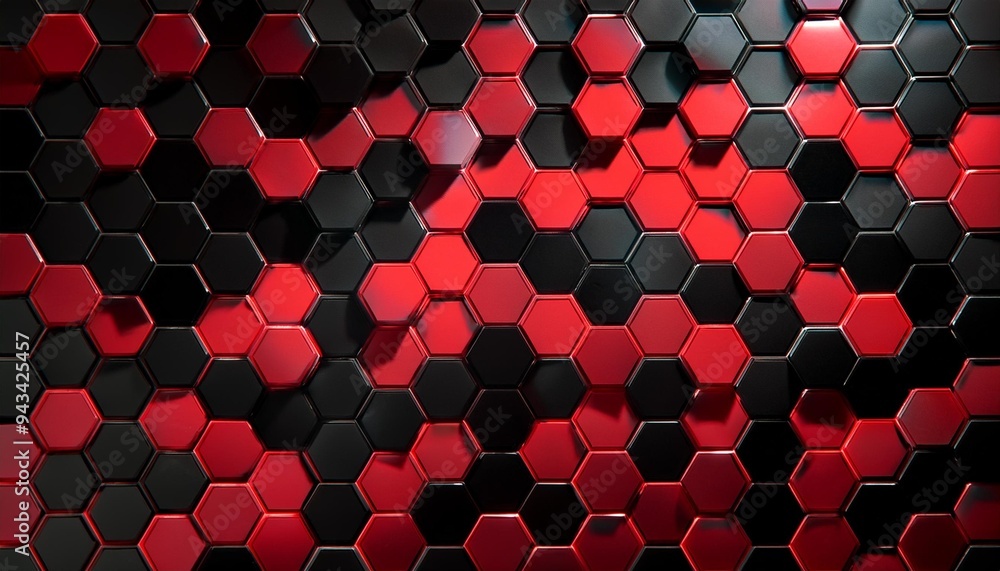 Sticker black and red hexagon wallpaper background