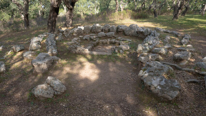 megalithic menhirs arise in the nuragic village pranu muttedu Goni