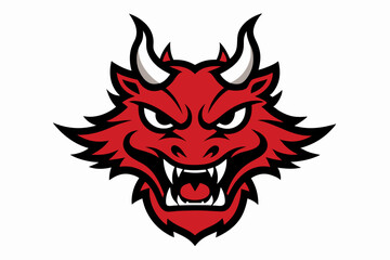 angry traditional Chinese dragon head  vector illustration on a white background