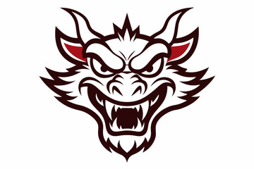 angry traditional Chinese dragon head  vector illustration on a white background