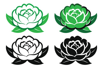 Retro-Inspired Clipart of a Peony with Bold, Stylized Petals