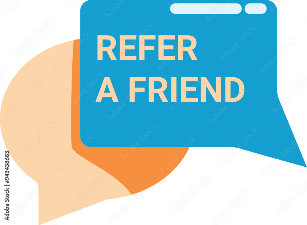 Aufkleber speech bubble is showing the message refer a friend to encourage sharing