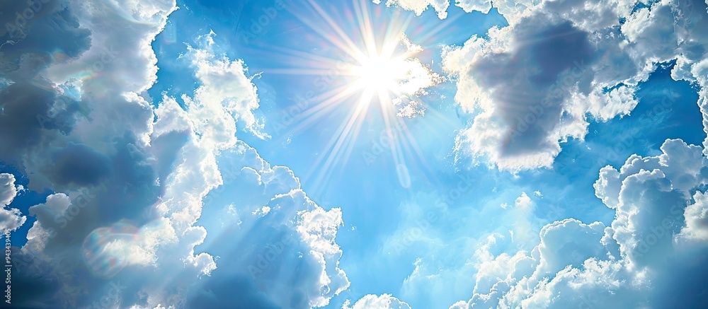 Aufkleber daytime sky with clouds and sunshine creating a serene copy space image
