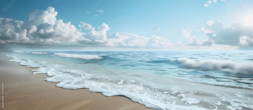 Poster Nature s calming aura at the seashore provides a serene backdrop for relaxation perfect for a copy space image