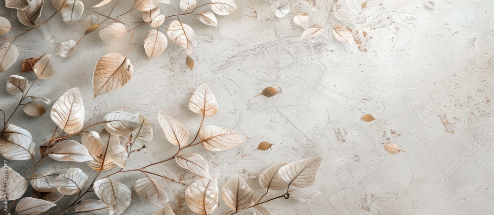 Poster soft focus enhances the natural background s gray and beige leaf texture with ample copy space image