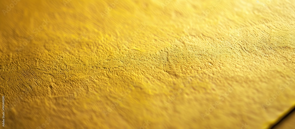 Poster selective focus on a textured yellow paper with an embossed grain pattern providing ample copy space