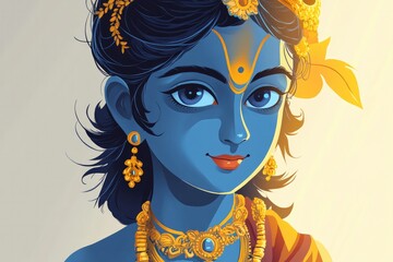 Illustration of Lord Krishna, One of the Greatest Hindu Gods