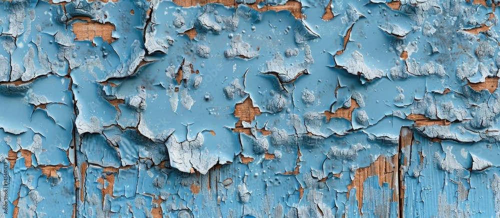 Leinwandbilder Texture of a blue plywood wall with peeling paint creating a rustic look providing a suitable background for a copy space image