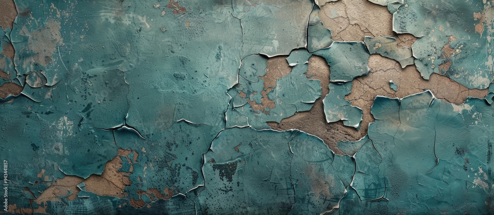 Aufkleber the distressed teal wall paint had a textured mosaic of cracked surfaces blending faded teal with ex