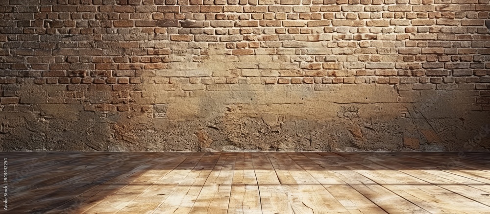 Poster background image of a light brown brick wall with copy space image