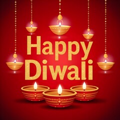 Free Photo A poster for with a red background with a gold happy diwali on it generated ai 