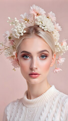Fototapeta premium portrait of a girl with flowers