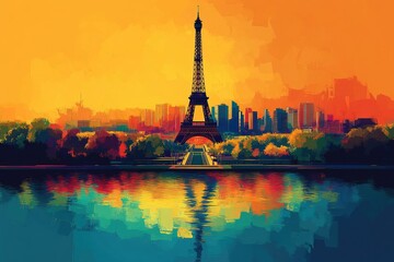 Minimalistic Line Art Design for Paris 2024 Summer Olympics: Elegant Graphic for the Olympic Games