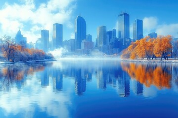 Obraz premium Downtown Minneapolis Skyline on the Mississippi River: A Stunning View of Minnesota's Urban Landsc