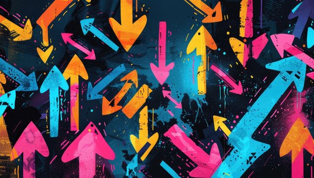 A vibrant and dynamic illustration of arrows pointing in different directions, symbolizing the diverse range of possibilities open to us through continuous learning.