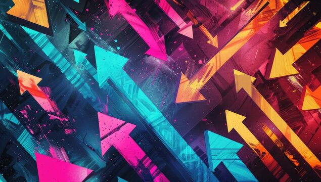 A vibrant and dynamic illustration of arrows pointing in different directions, symbolizing the diverse range of possibilities open to us through continuous learning.