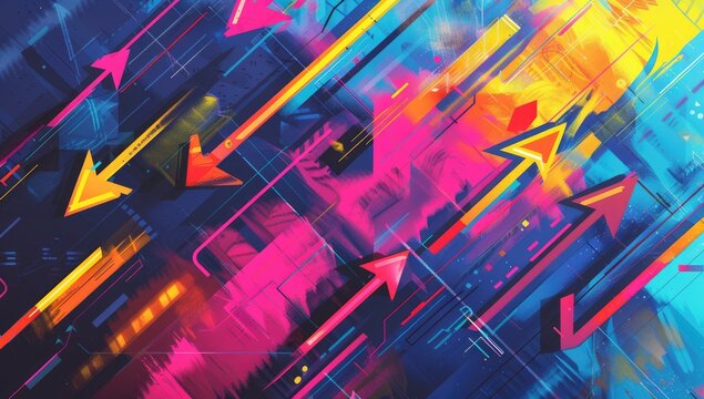 A vibrant and dynamic illustration of arrows pointing in different directions, symbolizing the diverse range of possibilities open to us through continuous learning.