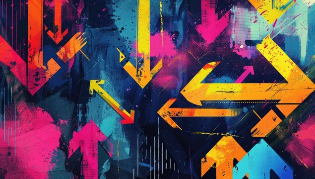 A vibrant and dynamic illustration of arrows pointing in different directions, symbolizing the diverse range of possibilities open to us through continuous learning.