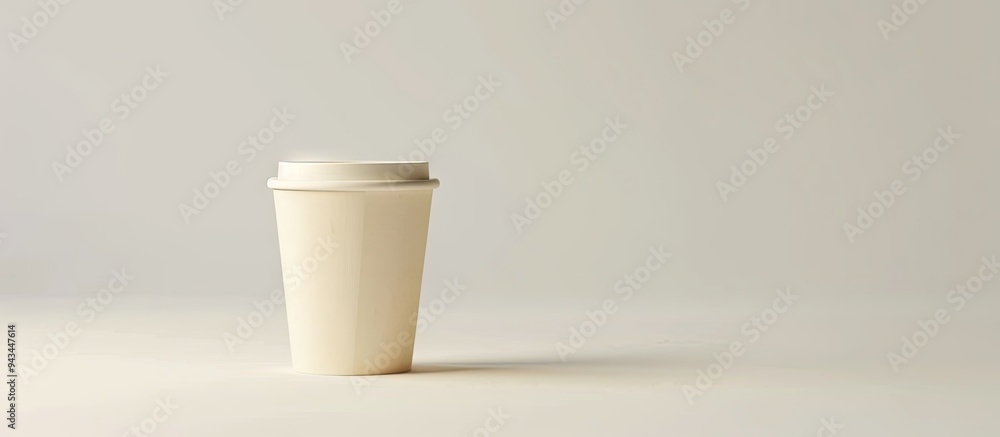 Poster An impressive close up photo of an empty paper cup on a clean white backdrop with copy space image included