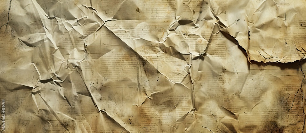 Fototapete antique worn paper texture with creases ideal for displaying advertisements with copy space image