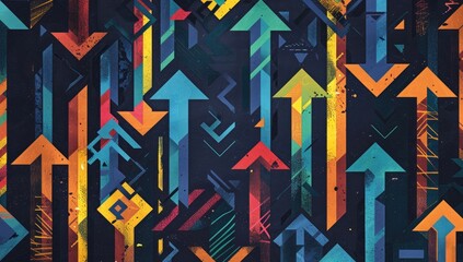 A vibrant and dynamic illustration of arrows pointing in different directions, symbolizing the diverse range of possibilities open to us through continuous learning.