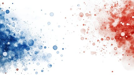 Obraz premium A vibrant splash of red and blue colors blending on a white background, perfect for artistic and creative projects.