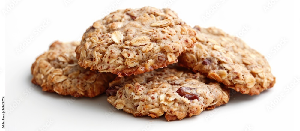 Aufkleber oatmeal cookies a healthy option stand alone on a white backdrop with room for a copy space image
