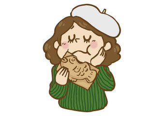 たい焼きを食べる女の子