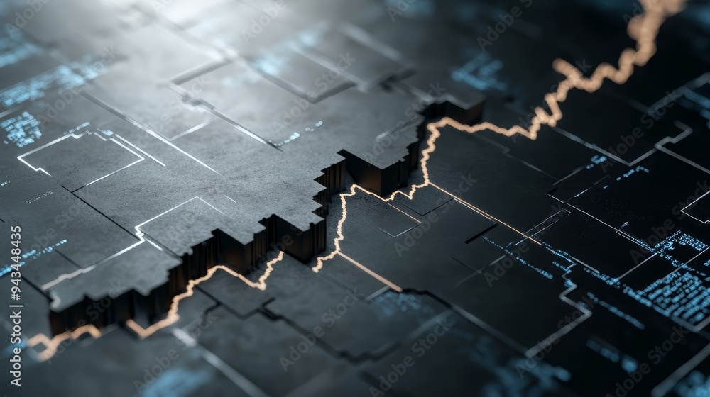 Poster abstract representation of data analysis with fluctuating lines on a dark background, symbolizing tr