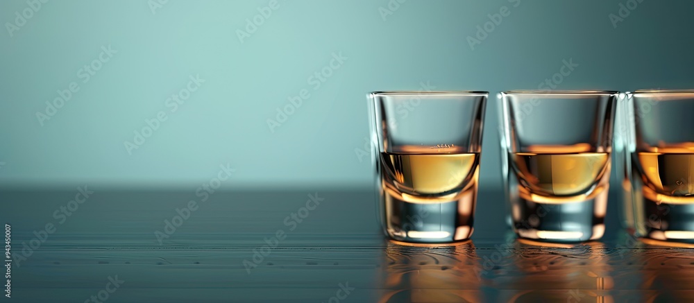 Poster Detailed close up of tequila shots in a studio setting with a clear area for additional text or images