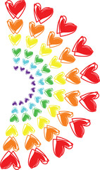 Retro rainbow typography with classic patterns, vibrant colors for Pride Month design and advertising.