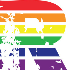 Retro rainbow typography with classic patterns, vibrant colors for Pride Month design and advertising.