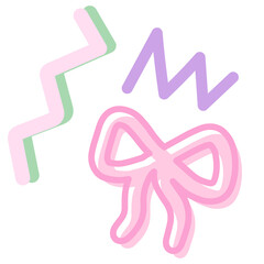 Illustration of pink ribbon for decoration, sticker, tattoo, cute patches, shirt print, women fashion, girly element, print, poster, post card, sign, symbol, cute element, brooch, confetti, lifestyle