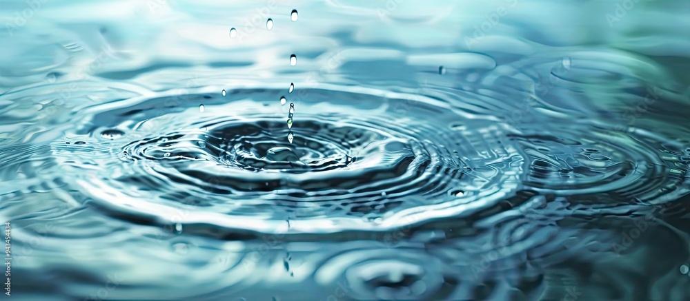 Poster drop water onto the surface generating circular ripples into a copy space image